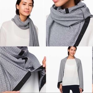 Lululemon Vinyasa Scarf Heathered Black White (grey) Jacquard Infinity Wrap